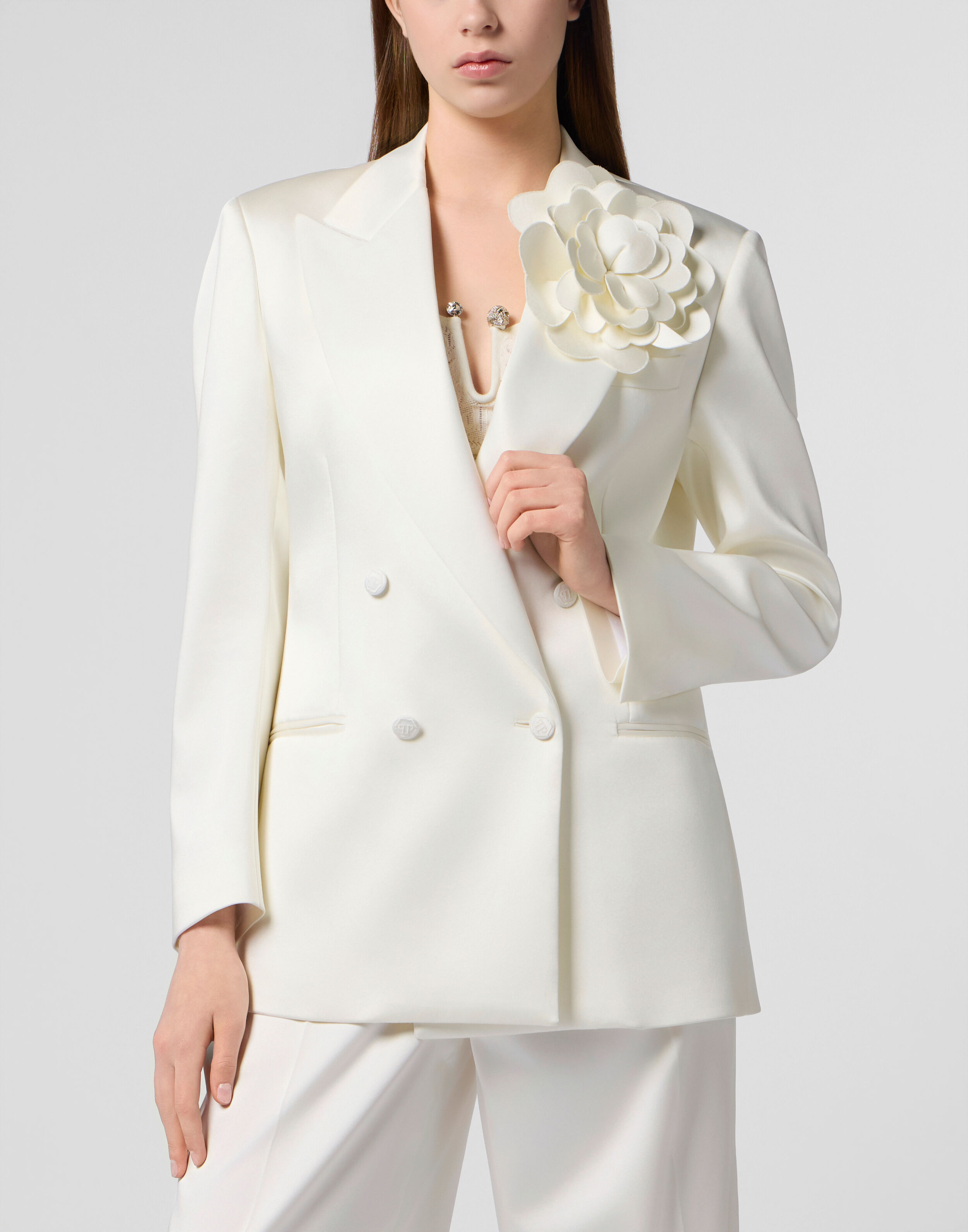 Blazer in Seta Doppiopetto Rose
