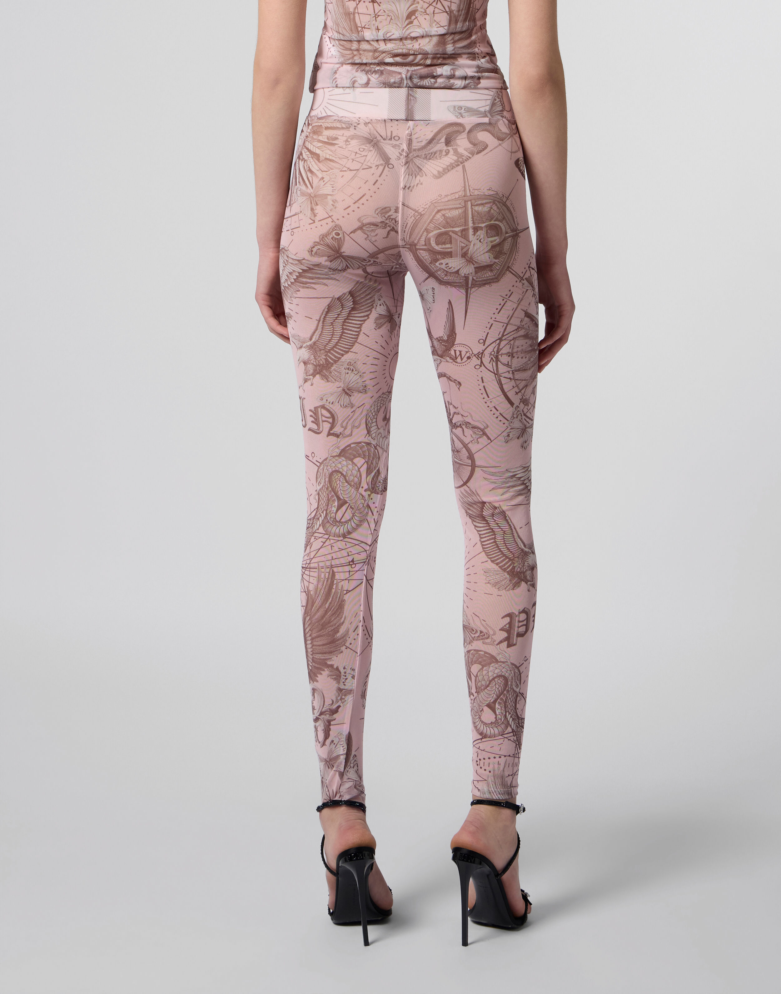 Leggings in Tulle con Stampa Farfalla