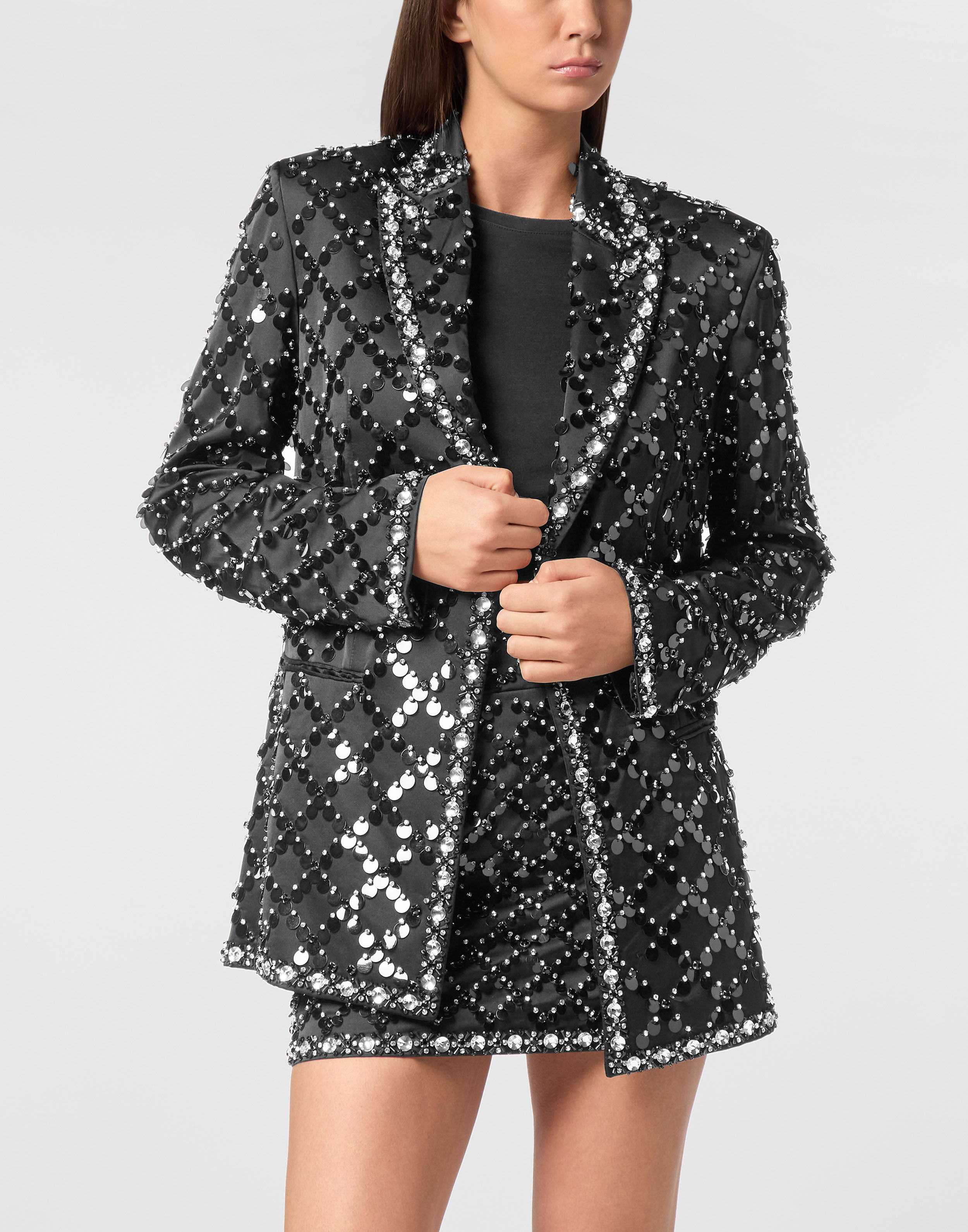 Blazer Boyfriend Fit Plein Paillettes
