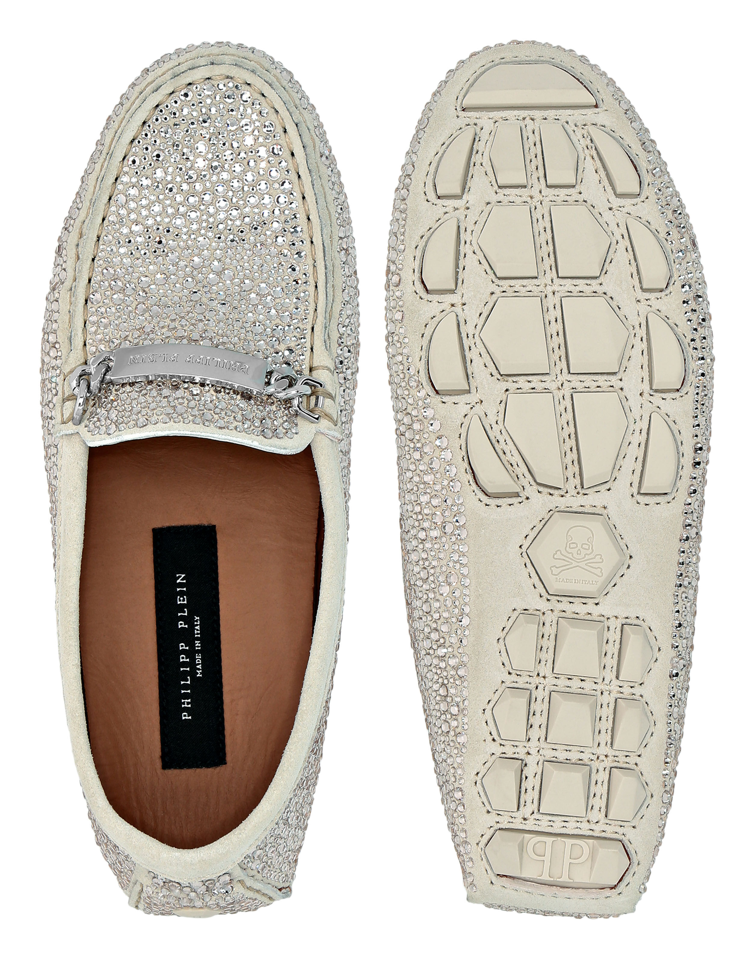 Mocassino in Suede con Strass