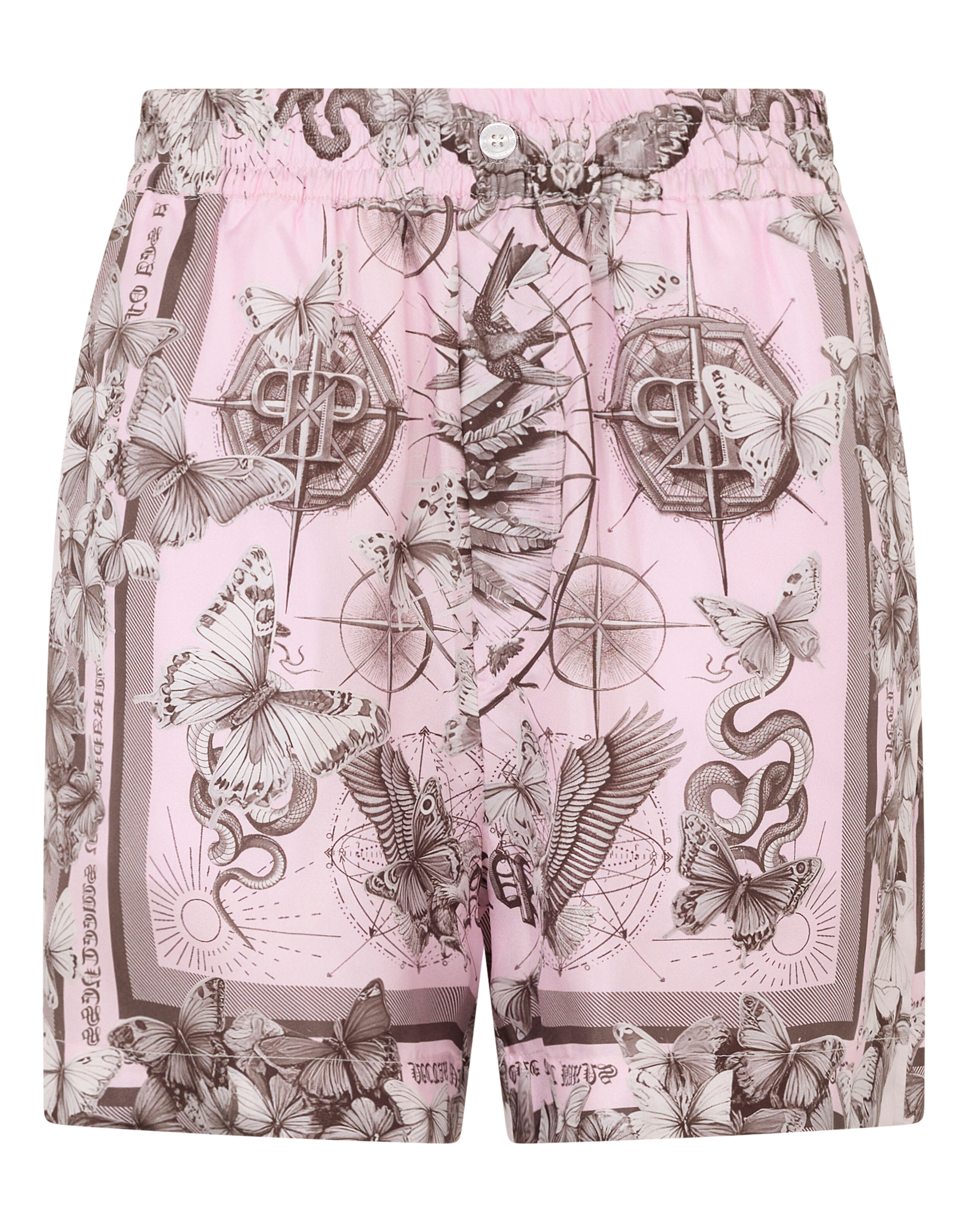 Shorts in Seta con Tatuaggio Farfalla