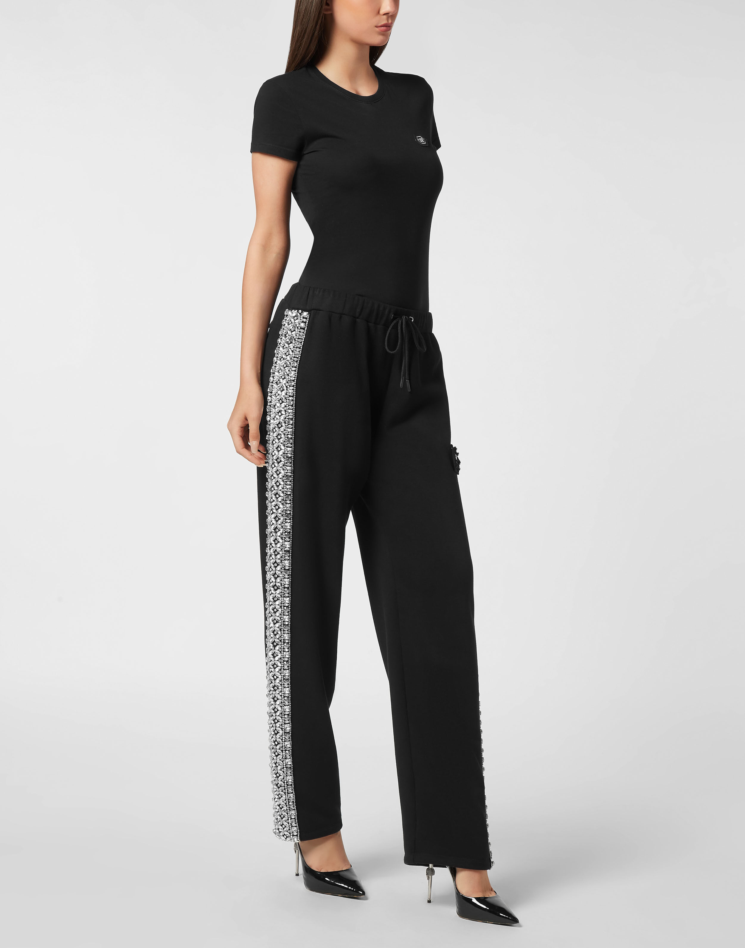 Pantaloni in Felpa Jersey Crystal