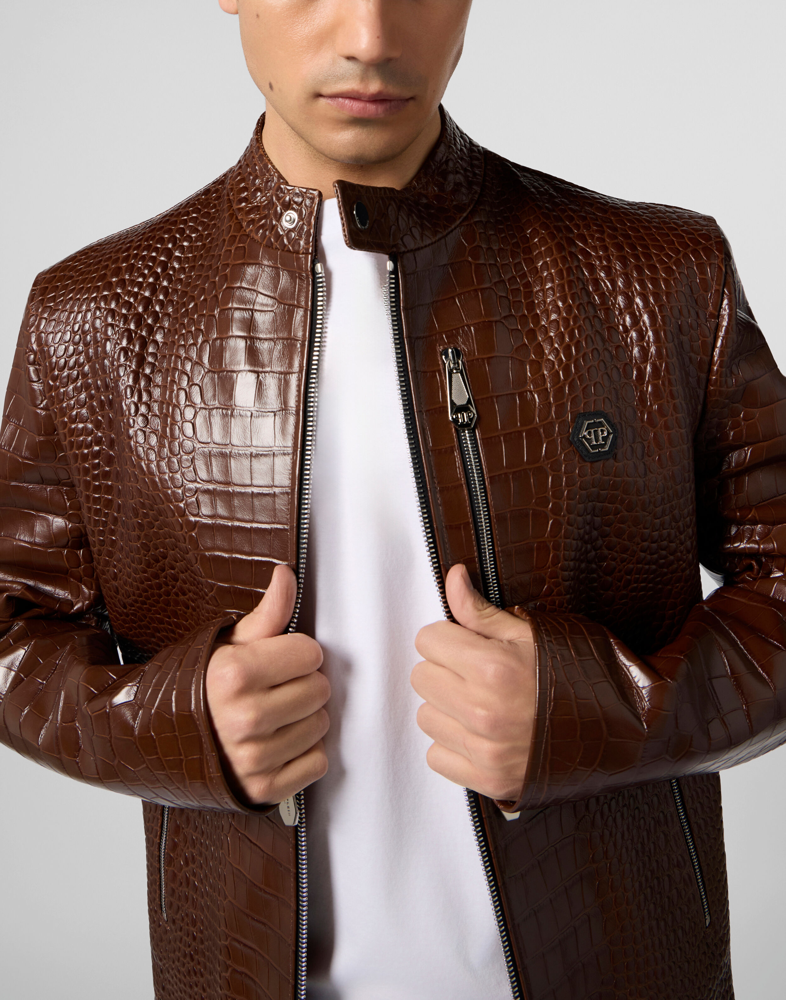 Giubbotto Moto in Pelle Cocco