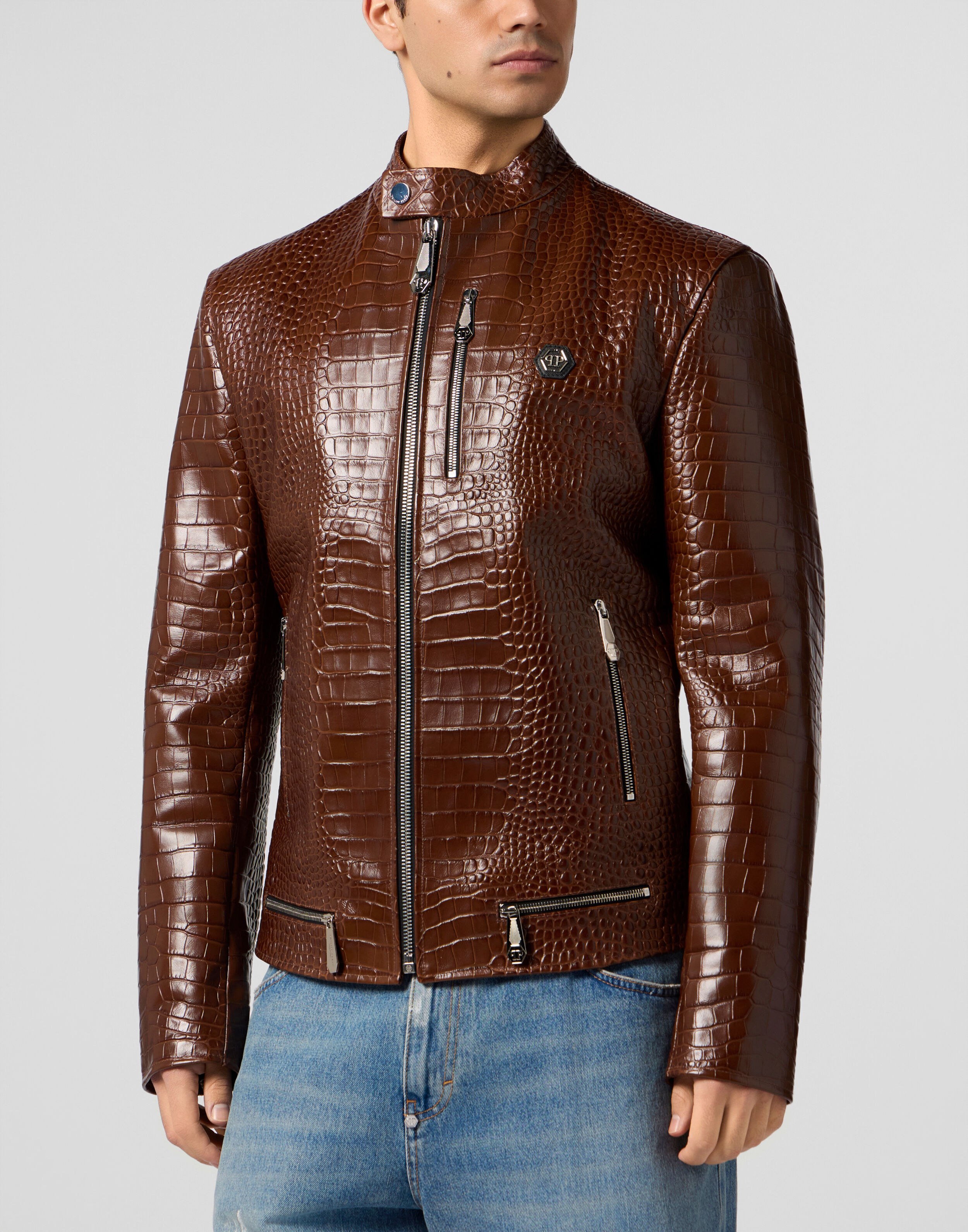 Giubbotto Moto in Pelle Cocco