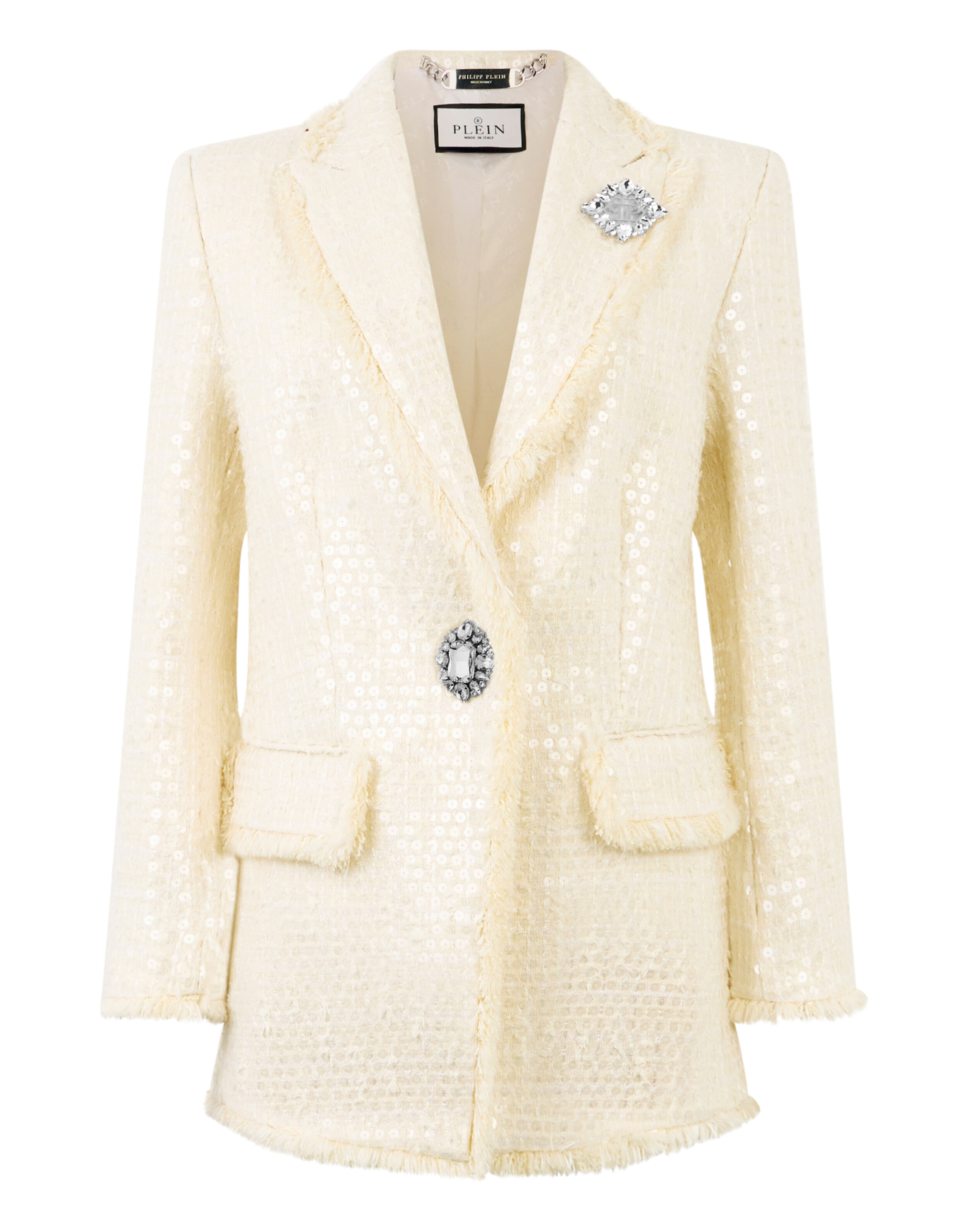 Blazer con taglio Boyfriends in Tweed con Paillettes