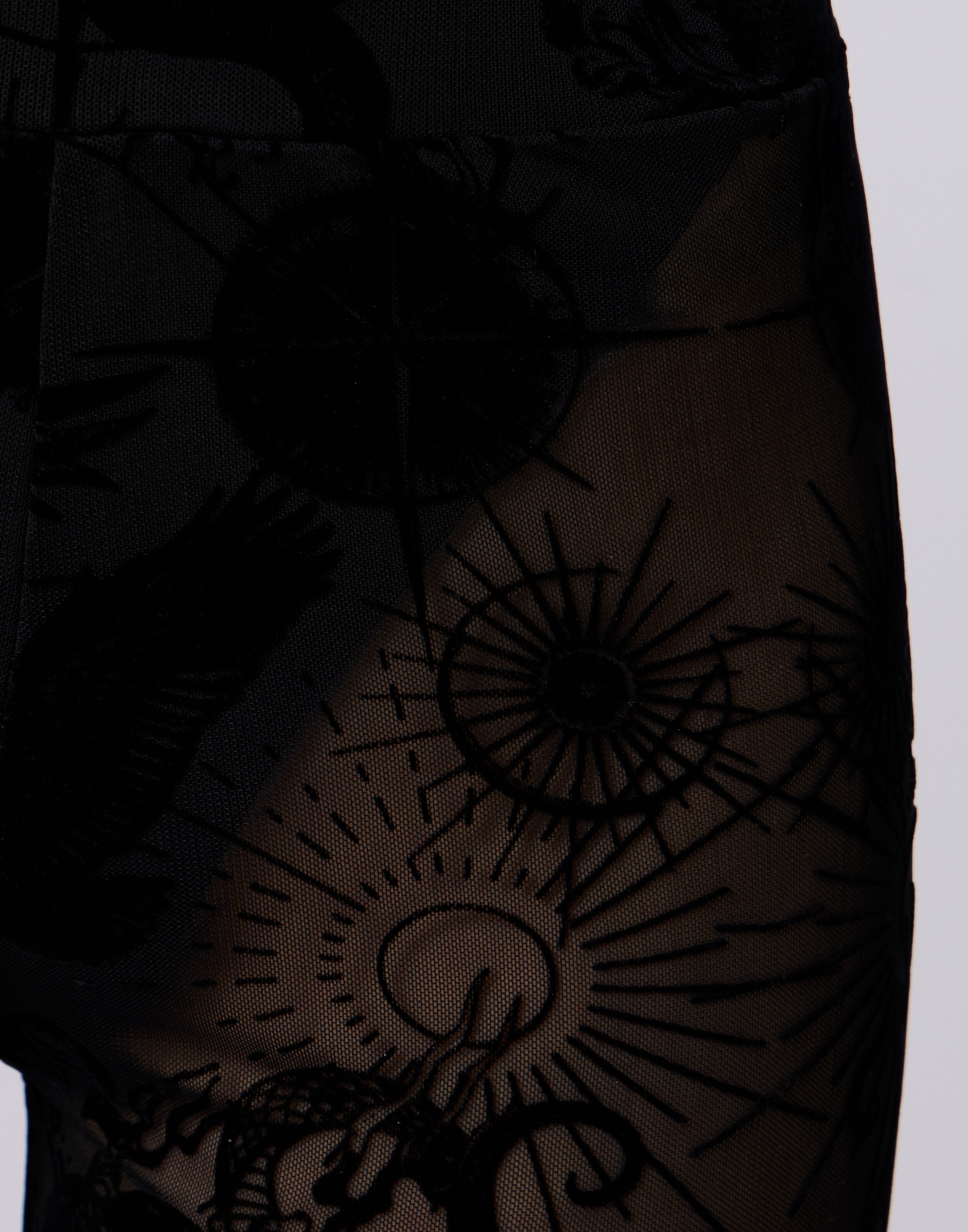 Leggings in Tulle con Stampa a Farfalla in Rilievo