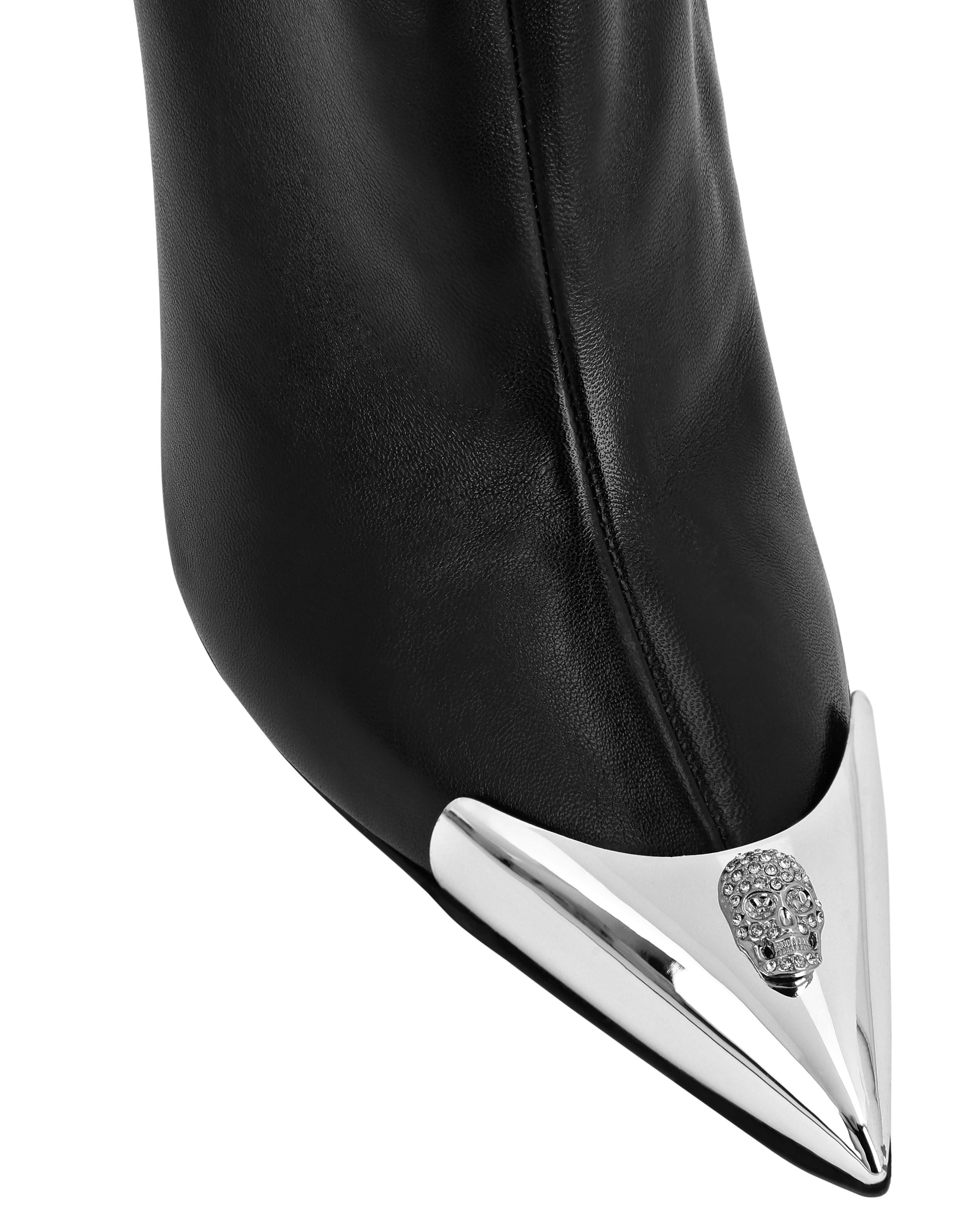 Stivali in pelle Tacco alto Mid Skull strass