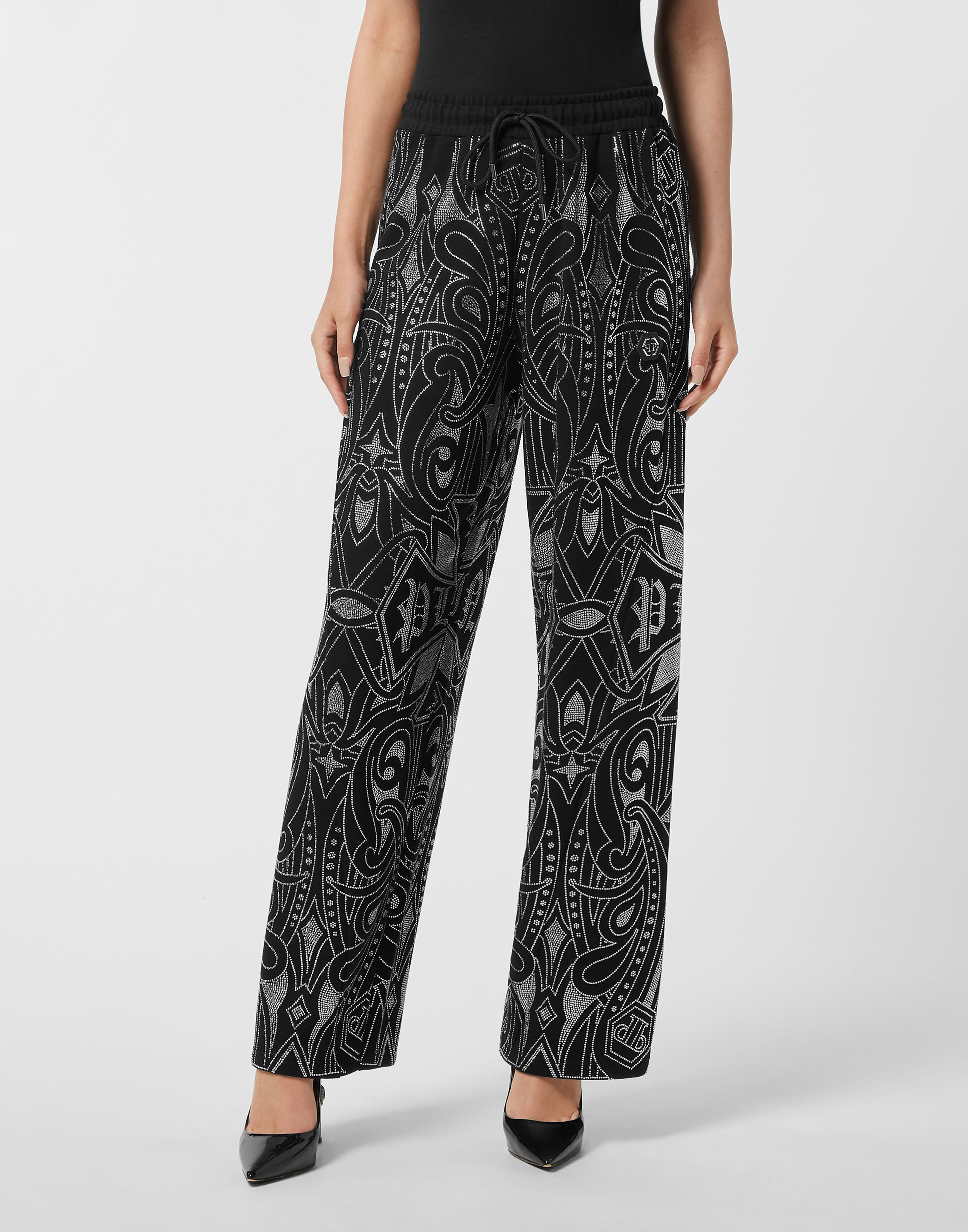 Pantaloni da Jogging a Vestibilità Skater Gothic Plein Strass